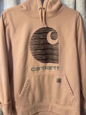 Carhartt Peach Graphic Logo Hoodie with Black Print
